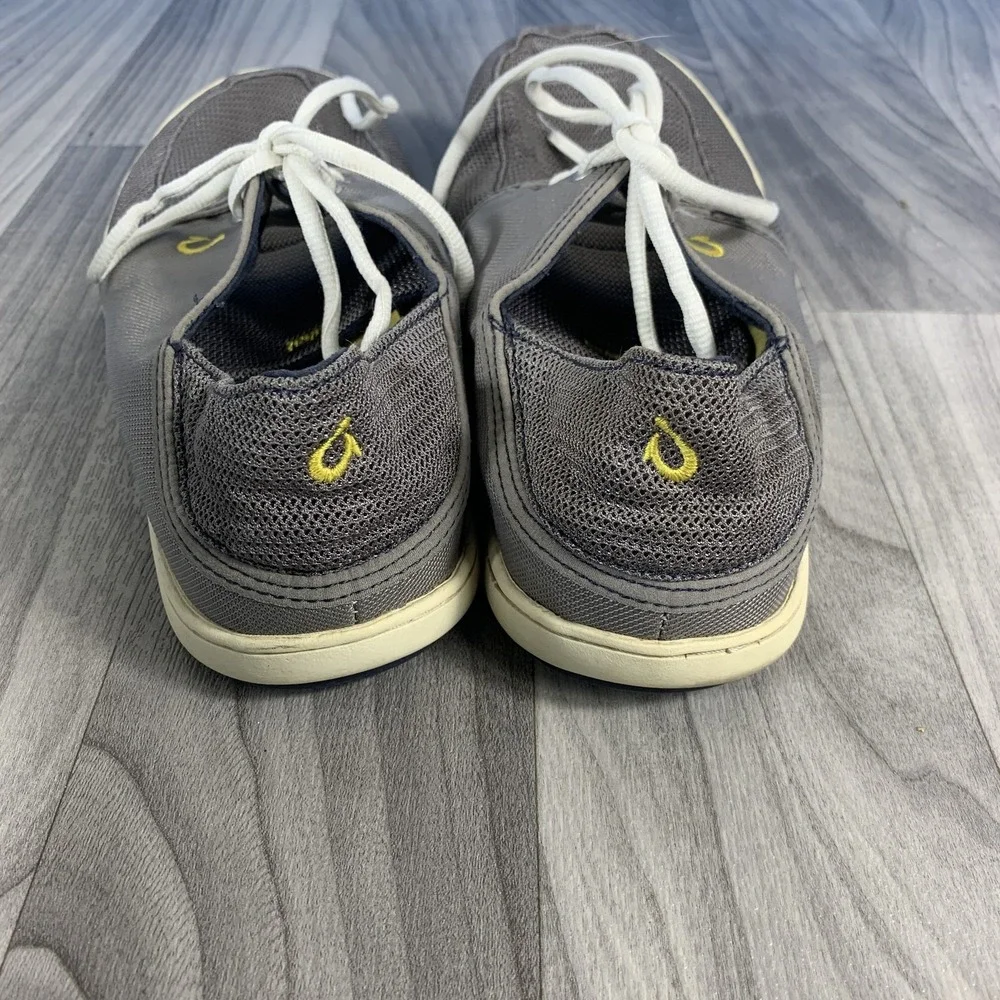 OluKai Nohea Lace Mesh Men's US 10 EUR 43 Grey Casual Boat Shoes Comfort